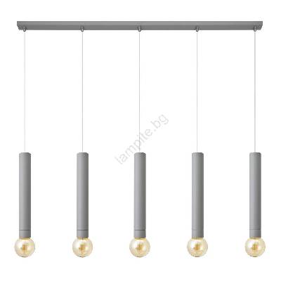 Висящ полилей TUBA 5xE27/15W/230V сив (HE1331)