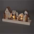 Solight LED vánoční vesnička 34x17cm dřevo 4 LED 2x AA 1V256