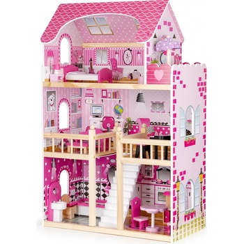 Eco Toys Drevený domček pre bábiky s LED nábytkom