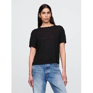 GAP Ленено кроп тениска GAP GAP | Cheren | ЖЕНИ | XXS