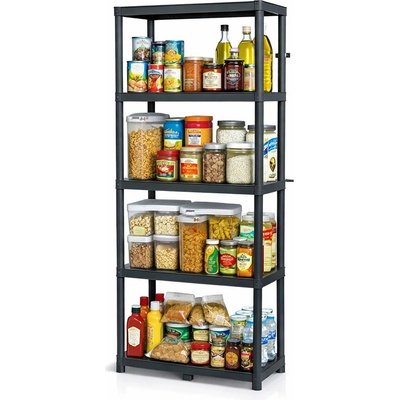 Prosperplast Regál plastový 5 polic STACKARO MIDDLE 74 x 36 x 172,5 cm - černý