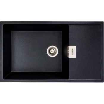 ELEFANT Гранитна мивка Diamond 86x50 - кухненска мивка за монтаж в плот (черен металик) (DIAMOND 8650 черен металик)