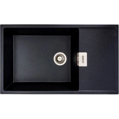 ELEFANT Гранитна мивка Diamond 86x50 - кухненска мивка за монтаж в плот (черен металик) (DIAMOND 8650 черен металик)