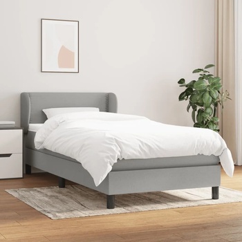vidaXL Боксспринг легло с матрак, светлосиво, 100x200 см, плат (3126141)