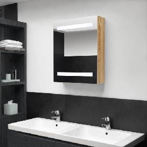 vidaXL LED шкаф с огледало за баня, цвят дъб, 50x14x60 см (326484)