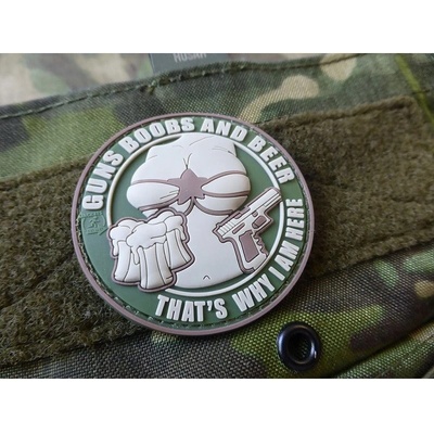 JACKETS TO GO Nášivka GUNS BOOBS AND BEER velcro plast MULTICAM