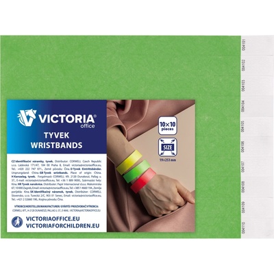 Identifikačný náramok, 3/4", tyvek, neónovo zelený, VICTORIA OFFICE