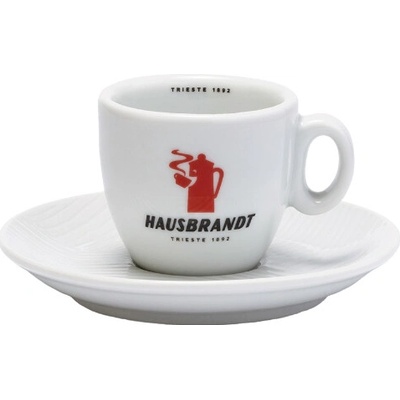 Hausbrandt šálka a podšálka na espresso červené logo 70 ml