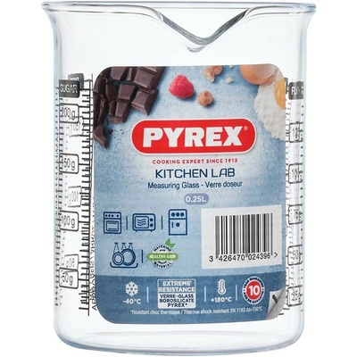 Skleněná odměrka s nálevkou PYREX 250ml