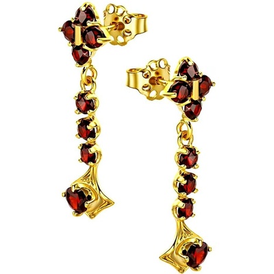 Zlaton Náušnice žluté zlato visací s almandiny 3.1cm 3.9g O21052505513