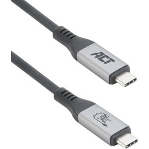 ACT Кабел ACT AC7452, от ThunderBolt 5(м) към ThunderBolt 5(м), 1.5m, 16K@120Hz, 80Gbps, 240W, черен (AC7452)