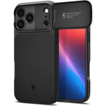 Spigen Силиконов (TPU) калъф с капак за камерата с MagSafe за iPhone 17 Pro Max - Spigen Optik Armor MagSafe Case (черен) (ACS09900)