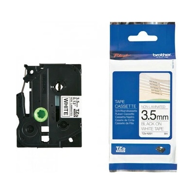 páska BROTHER TZeN201 čierne písmo, biela páska nelaminovná NON LAMINATED Tape (3,5mm) (TZEN201)