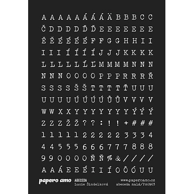 PAPERO AMO ♥ Papírové samolepky - ABECEDA malá / ČERNÁ
