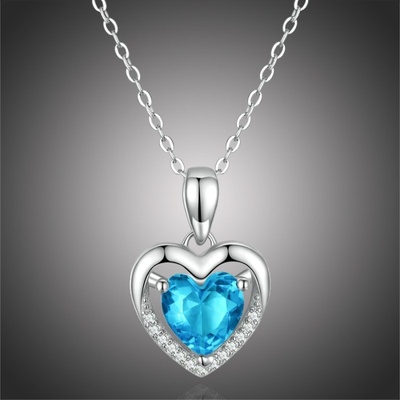 Grace Silver Jewellery Stříbrný amorita , modrý zirkon, srdce NH-BSN252-1/32 Modrá