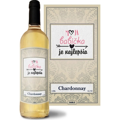 Sablio Moja babička je najlepšia Chardonnay biele suché víno 12 % 0,75 l (čistá fľaša)
