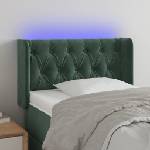 vidaXL LED горна табла за легло, тъмнозелена, 83x16x78/88 см, кадифе (3123605)
