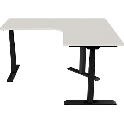 DELSO Rohový elektrický výškově nastavitelný stůl SHAPER 130x160cm - LEVÝ - černá, Světle šedá