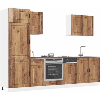 vidaXL Комплект кухненски шкафове, 7 части, "Porto", старо дърво, инженерно дърво (3314789)