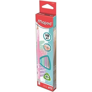 Maped Графитен молив с гума, HB, триъгълен, MAPED "BlackPeps Glitter Deco", смесени пастелни цветове 851804 (851804)