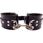 Rouge Leather Wrist Cuffs With Faux Fur Lining Black on Black