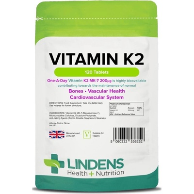 Lindens Health + Nutrition Vitamín K2 200 µg 120 tablet