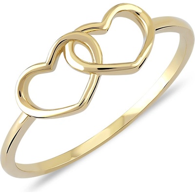 Lillian Vassago Zlatý prsten s propletenými srdíčky LLV06 GR048