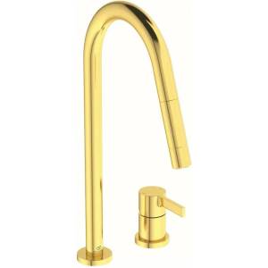 Ideal Standard Кухненски смесител с издърпващ се душ Ideal Standard Gusto 242 матово злато 2 вида струя (BD424A2)