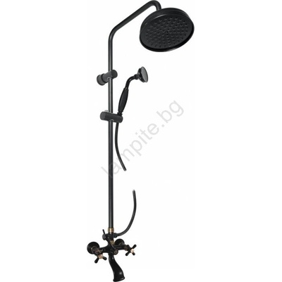 RAV SLEZÁK MK159.5/7CMATSM - Комплект за вана със смесител MORAVA RETRO черен/месинг (RV0078)