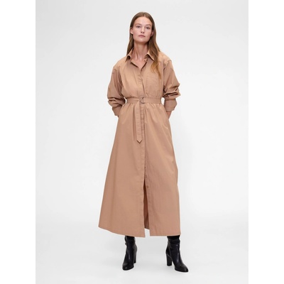 Gap popelínové maxi šaty Studio by Zac Posen hnedá