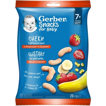 Gerber Nestle Gerber Царевичен снакс банан и ягода 28г