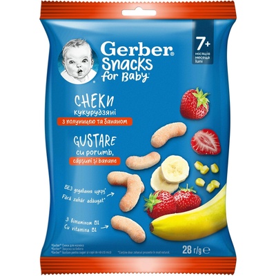 Gerber Nestle Gerber Царевичен снакс банан и ягода 28г