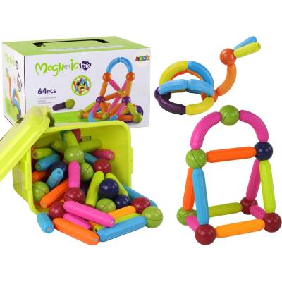 RKToys Magnetická stavebnice v kufříku 64 ks