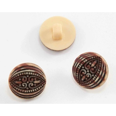 Gombík so spodným prišitím - melírovaný s ozdobným reliéfom - priemer 1,5 cm