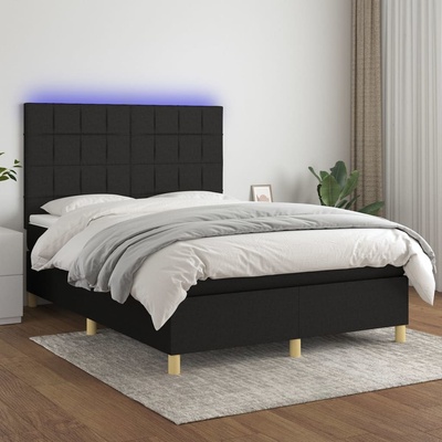 Petrashop 3135439 boxspring postel s matrací a LED černá textil