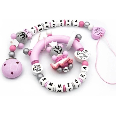 HappyKidsPraha Set Klip na dudlík a Chrastítko LUCKY