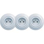 Reblig - Тройна ретро домашна розетка с рамка, 230V, синя (RG0027A)