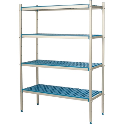 ALUSHELF Hliníkový-polypropylenový volně stojící regál, 5-patrový, 1070x400x1750 mm 2PD-45+5P-104