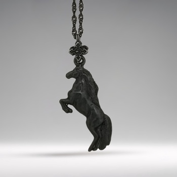 Image 1 of Кон - Мъжки спортен медальон - Оксидирано сребро 925 - Ръчно изработено бижу/талисман конен спорт - Идеален подарък - ssj