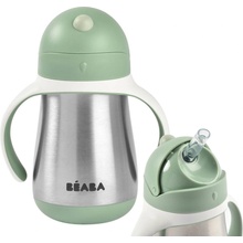 Beaba Fľaša Bidon s dvojitými stenami Stainless Steel Straw Cup Sage Green 250 ml z nehrdzavejúcej ocele zelená