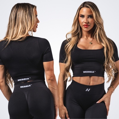 Nebbia Tvarující bezešvý crop top FLOW SEAMLESS 499 černý