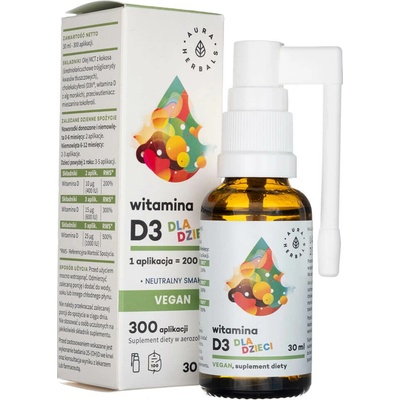 Aura Herbals Vitamín D3 Vegan pre deti Aerosól 30 ml