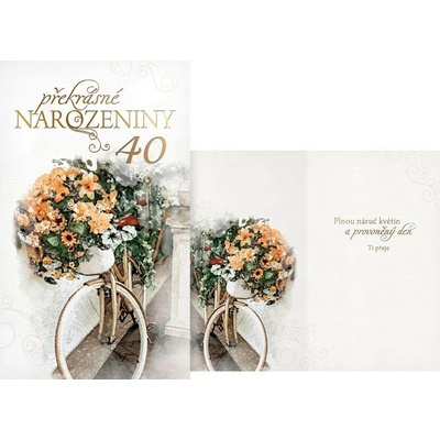 Blahopřání 40 - kolo a květiny T