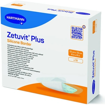 Zetuvit Plus Silicone Border Kompres sterilný 15 x 15 cm 10 ks