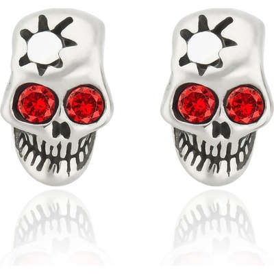 Sam's Artisans náušnice Broken Skull Bone Red chirurgická oceľ INM044