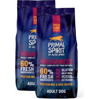 Primal Spirit Dog 60% Wilderness 2 x 12 kg