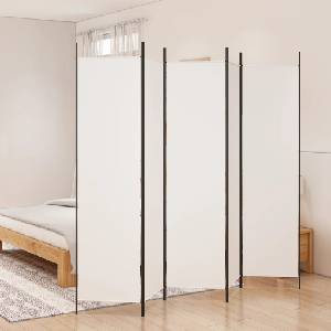 vidaXL Параван за стая, 5 панела, бял, 250x200 см, текстил (350186)