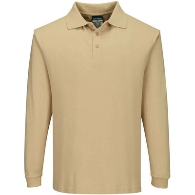 Portwest Polokošile Flame Resistant Anti-Static FR10 dlouhý rukáv Hnědá světlá 3XL