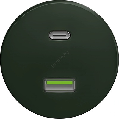 Kliklap - Ретро USB контакт A+C без рамка, зелен (KA0091)