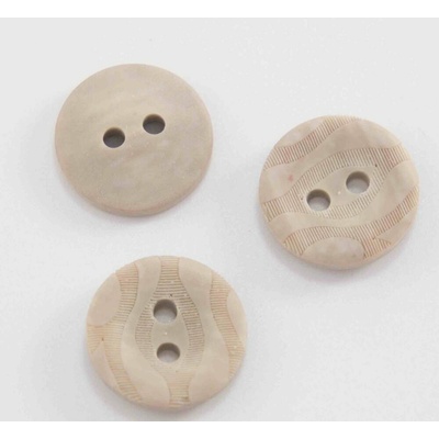 Dierkový gombík - šedo béžový melír - priemer 1,5 cm